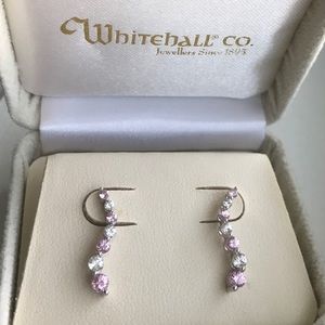 Earrings with pink stones and diamonds